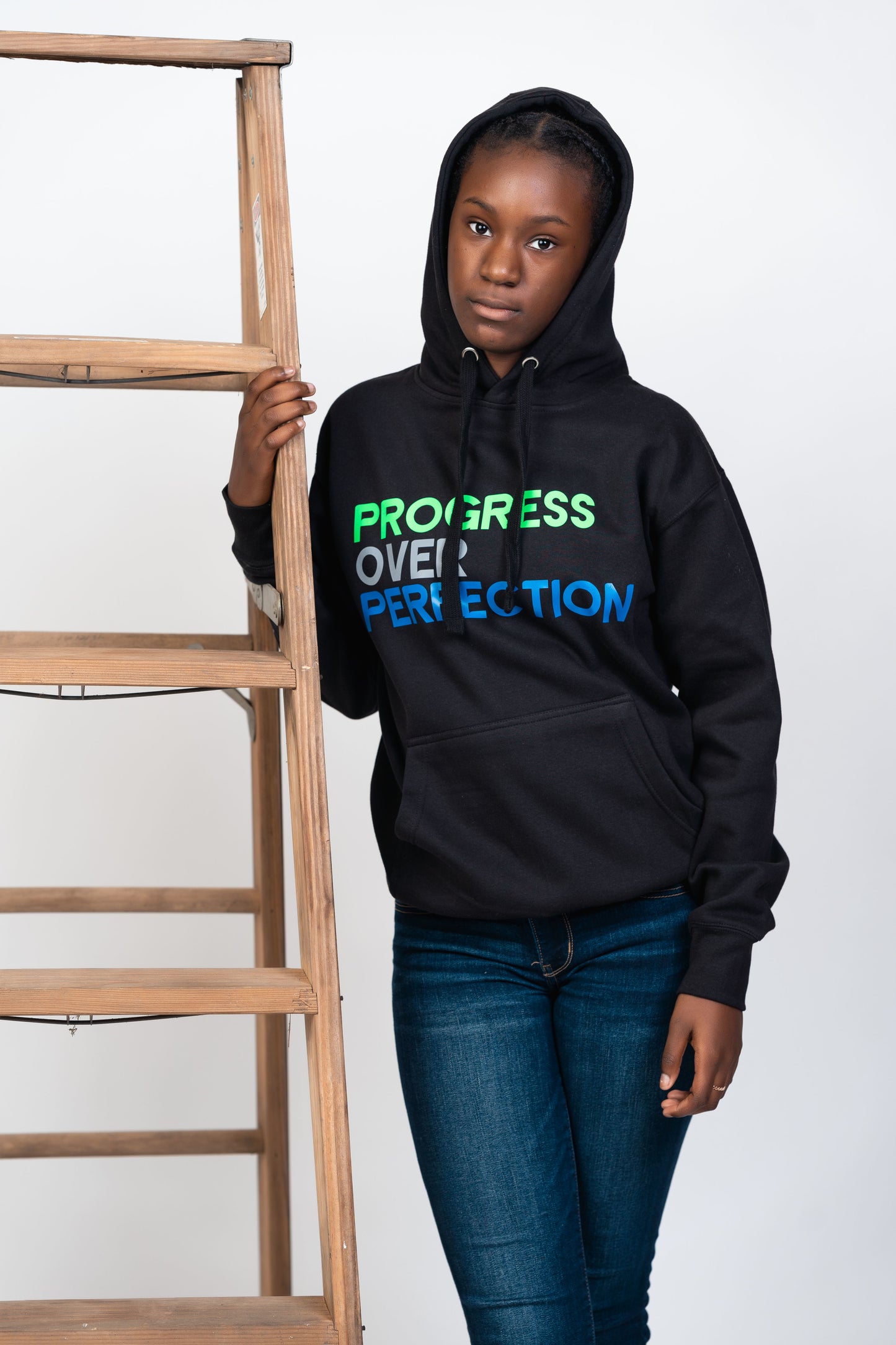 Progress Over Perfection Hoodie- Black