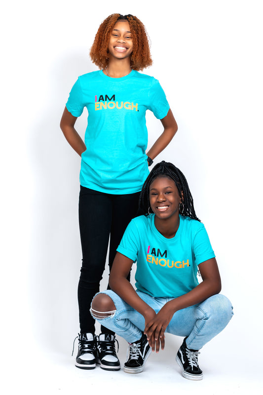 I Am Enough Tee - Aqua